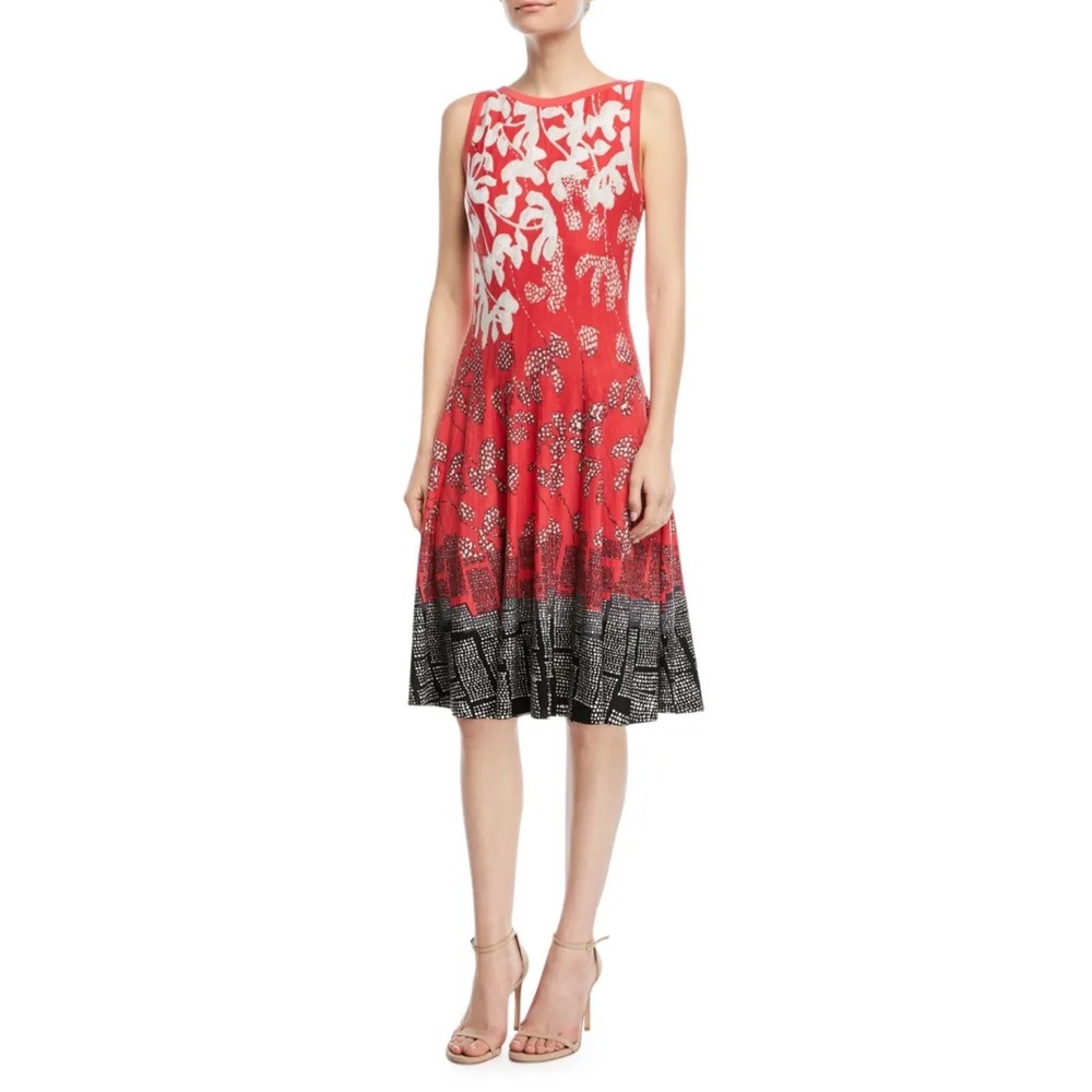 NIC+ZOE Coral Floral Knit Sleeveless‎ Midi Dress Size XS